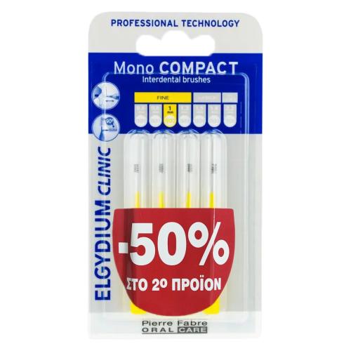 Elgydium Promo Clinic Mono Compact Interdental Brushes 0.5mm Μεσοδόντια Βουρτσάκια για Άτομα με Εμφυτεύματα, Σιδεράκια 2x4 Τεμάχια σε Ειδική Τιμή